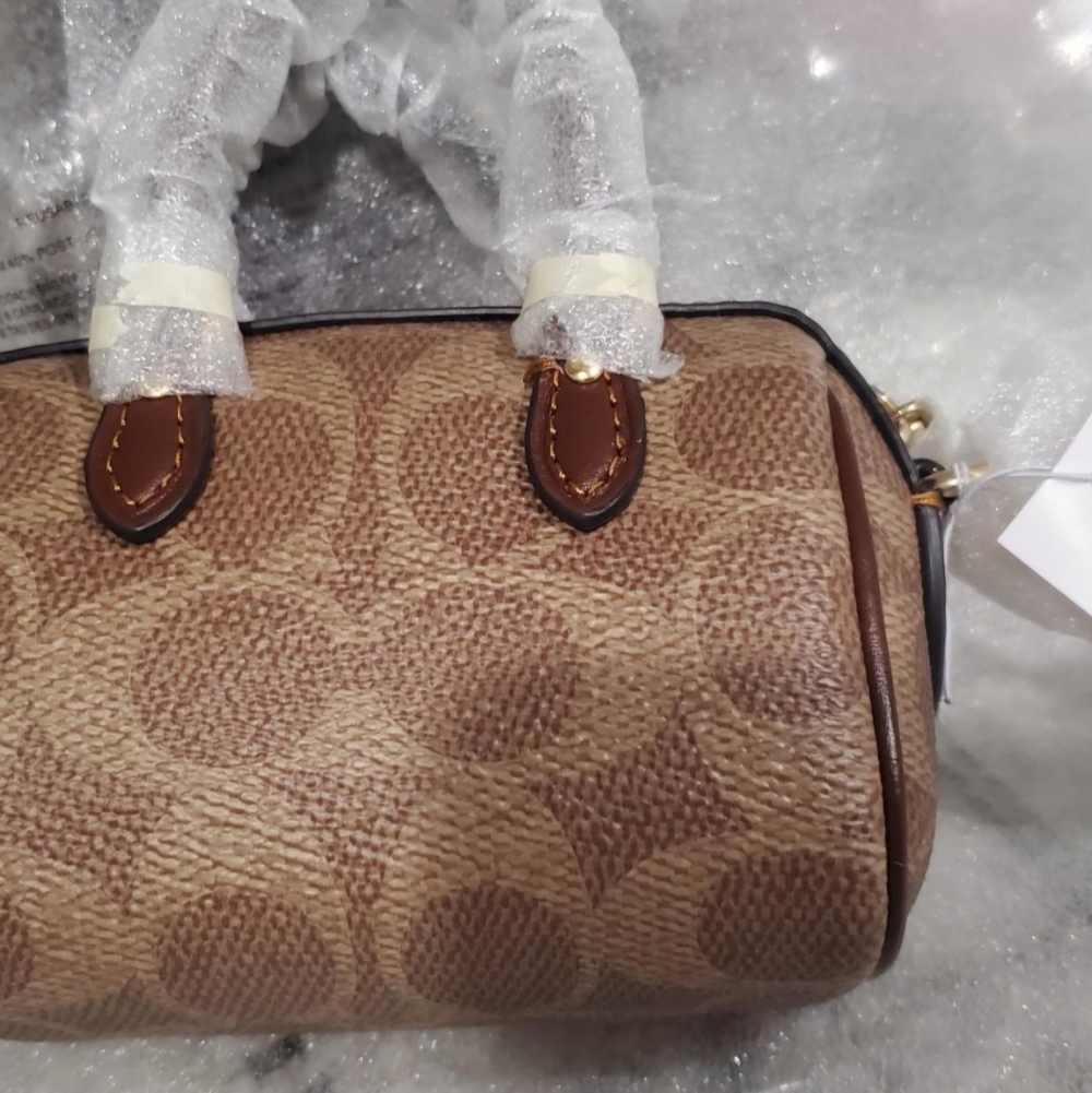 Nwt Coach Mini Rowan Bag Charm In Signature - Picture 6 of 8